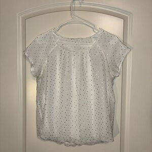 White Sheer Polka Dot Women's Top